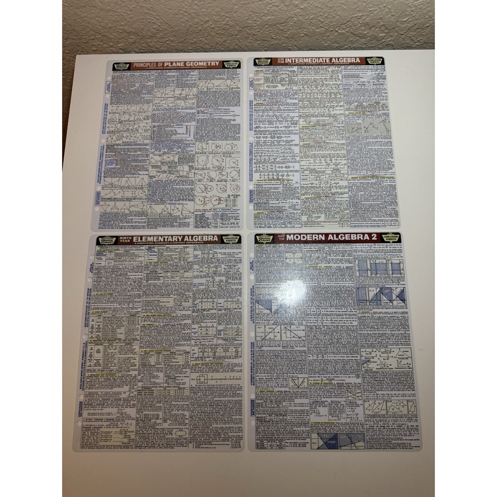 Vintage‎ 1966 Data Guide QuickChart Math Algebra Geometry Laminated 4pc